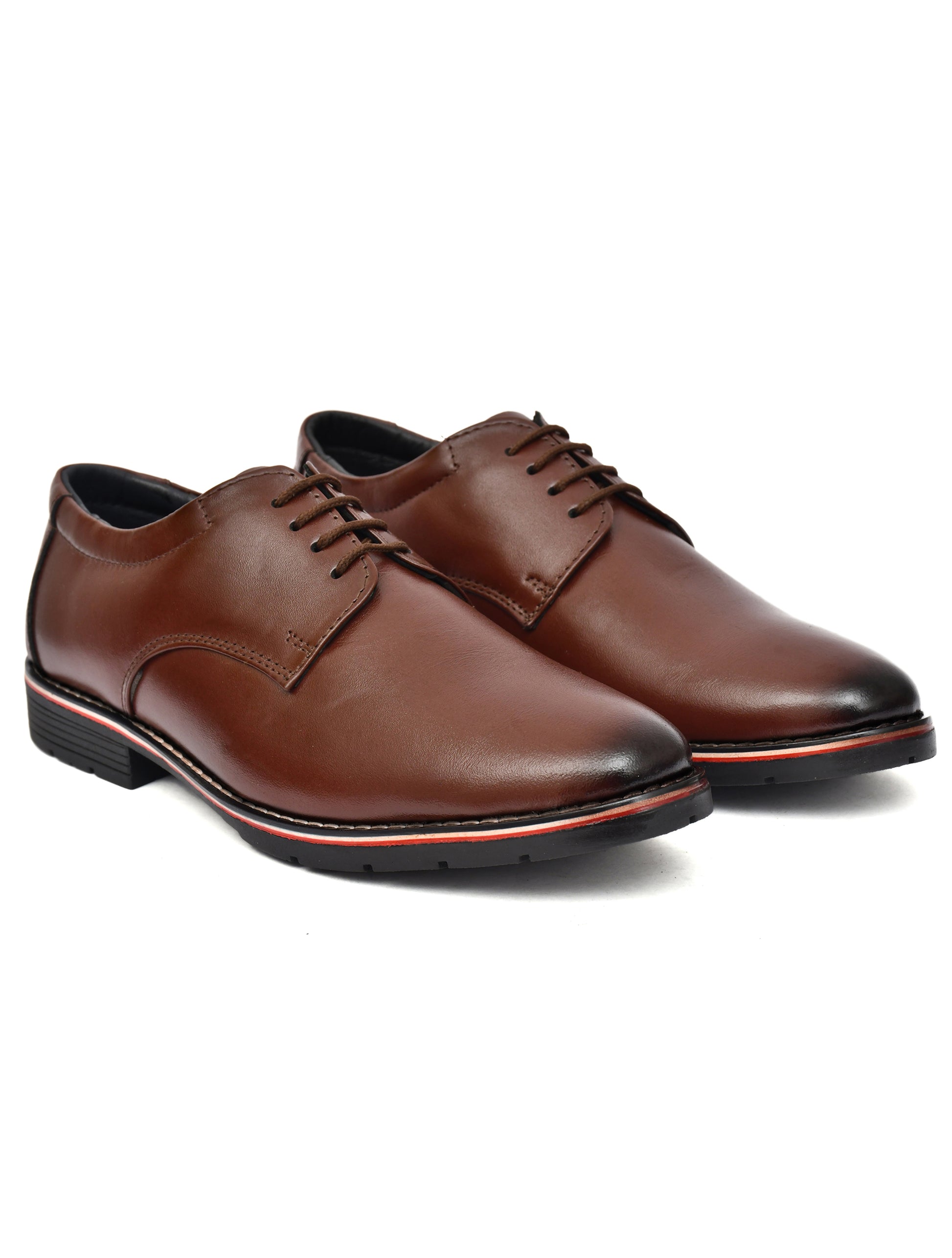 Men Brown Leather Derby Shoes