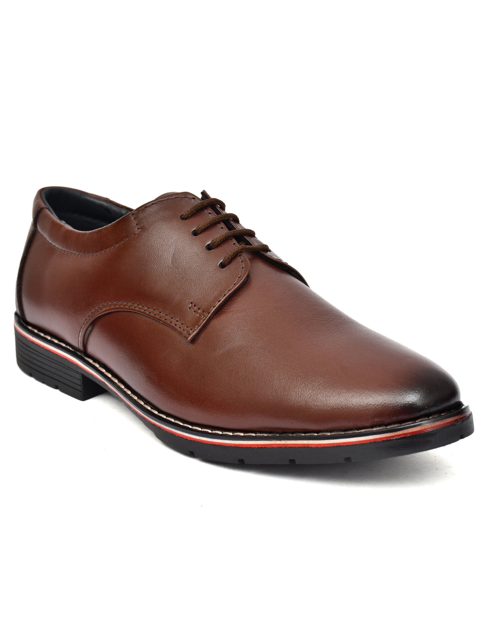 Men Brown Leather Derby Shoes