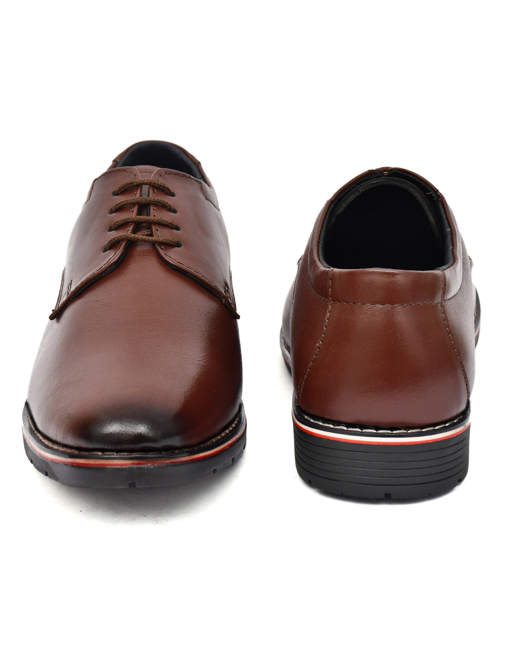 Men Brown Leather Derby Shoes