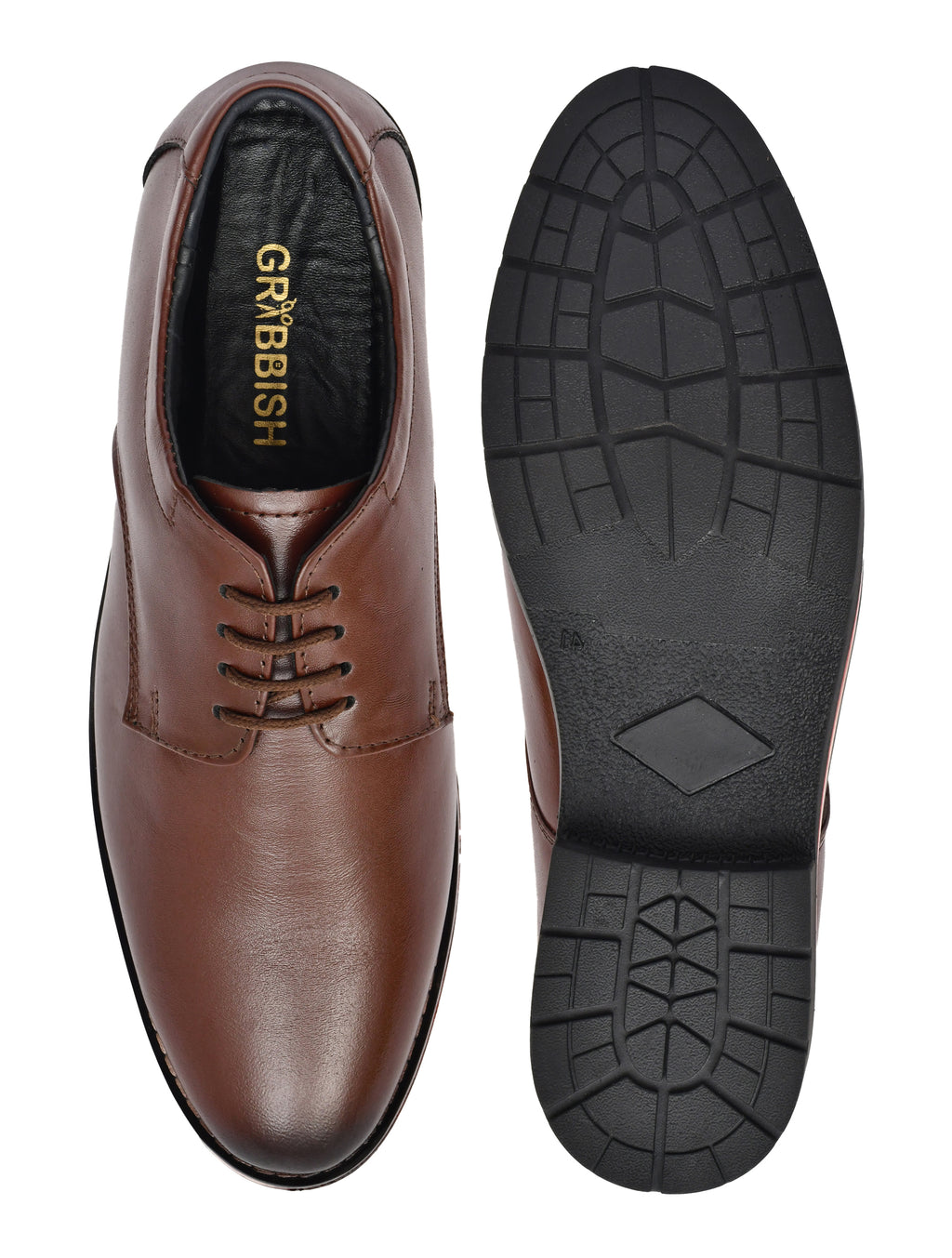 Men Brown Leather Derby Shoes