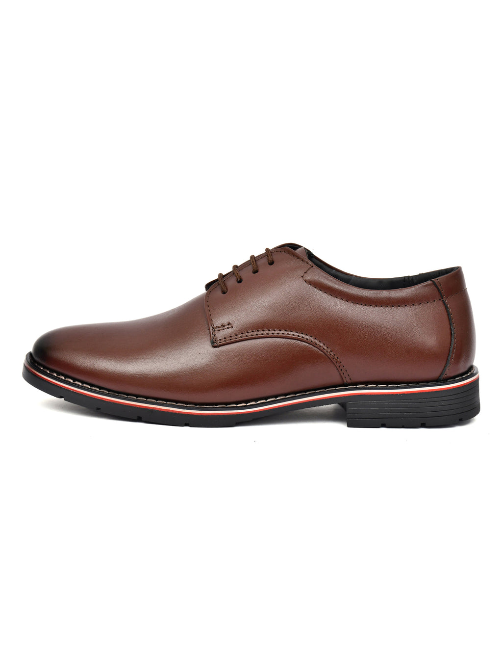 Men Brown Leather Derby Shoes