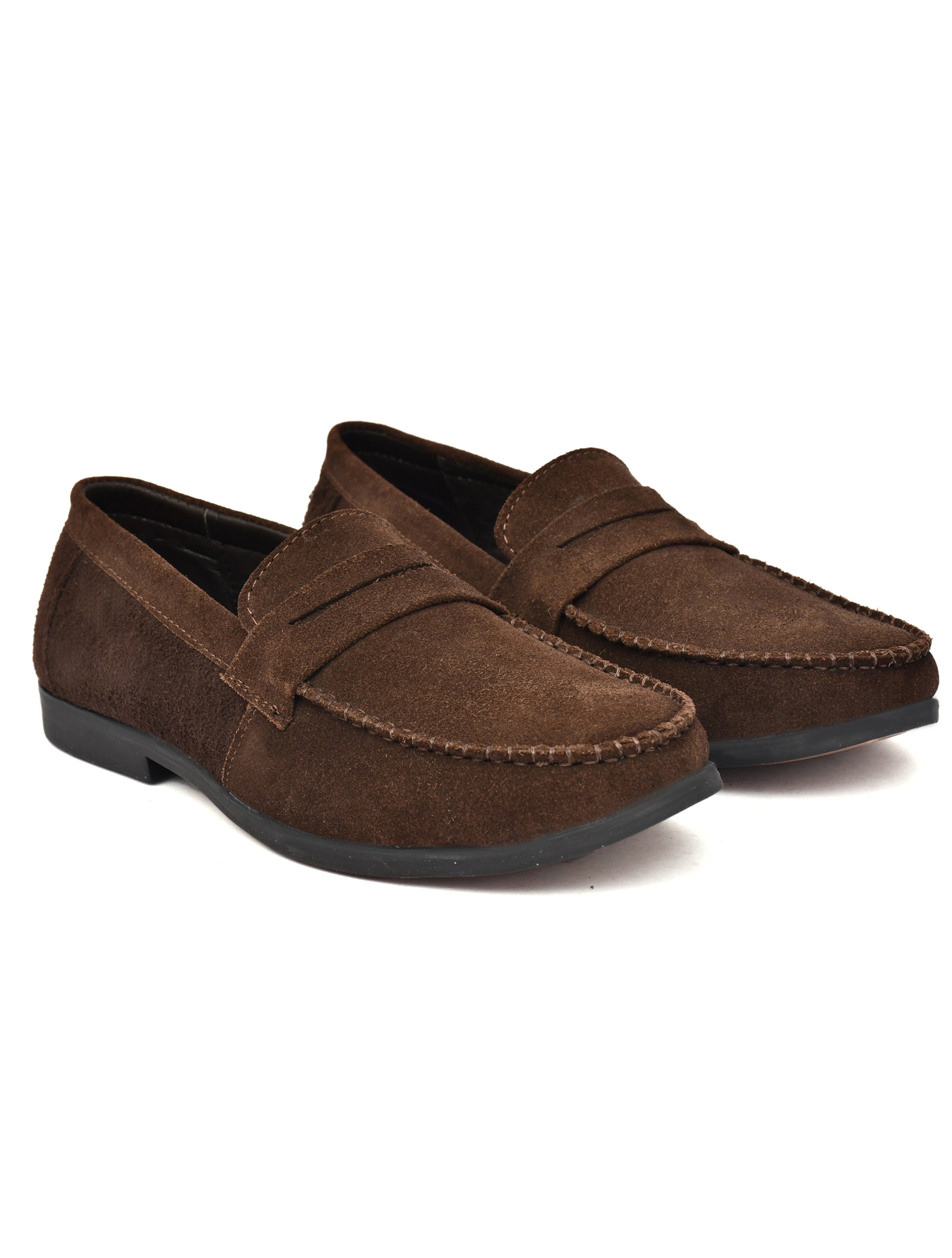 Men Brown Suede Leather Loafers