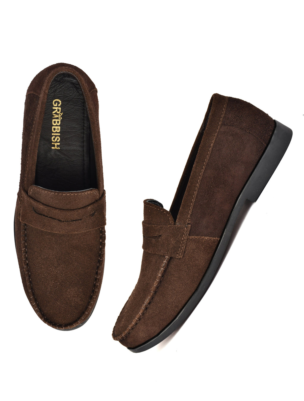 Men Brown Suede Leather Loafers