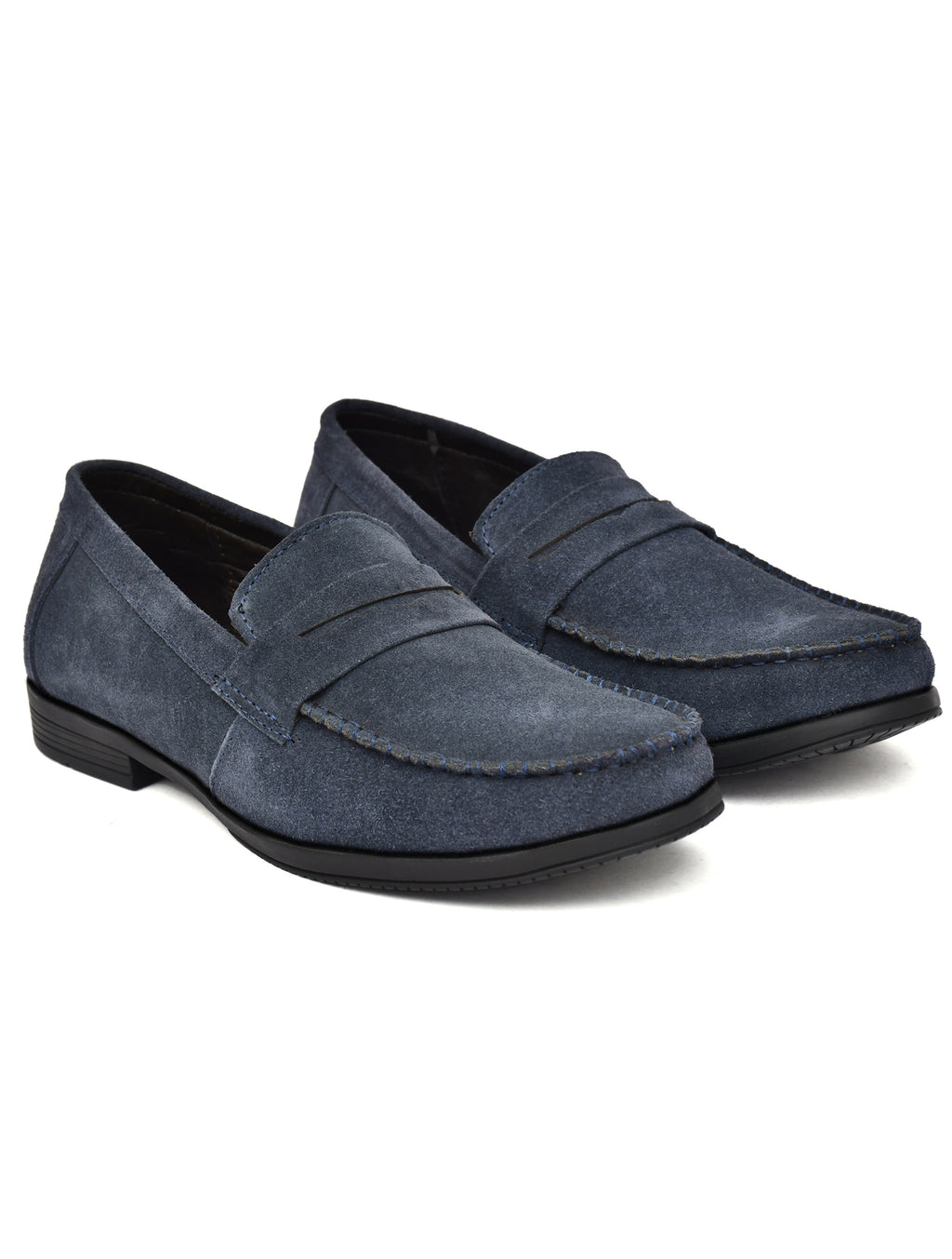 Men Blue Suede Leather Loafers