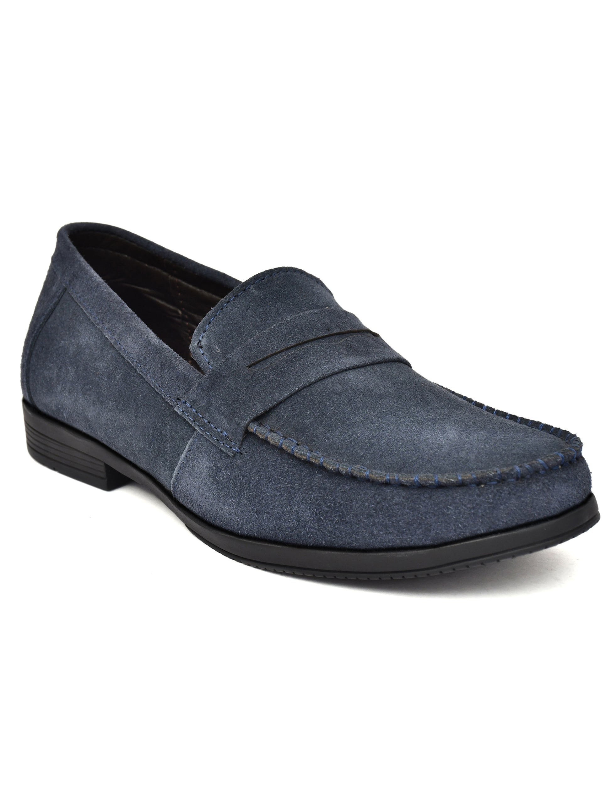 Men Blue Suede Leather Loafers