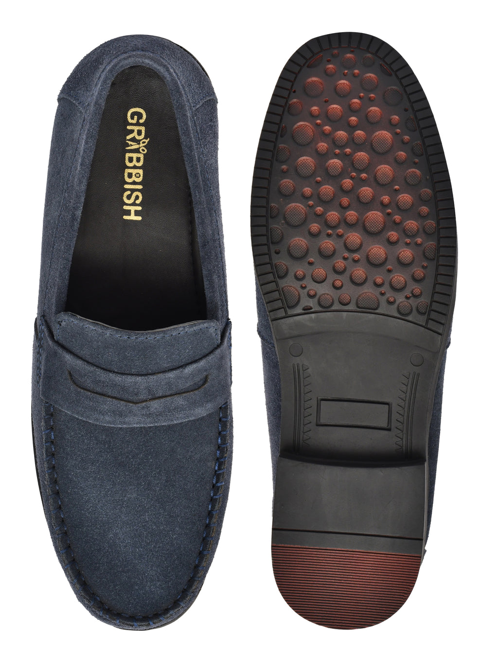 Men Blue Suede Leather Loafers