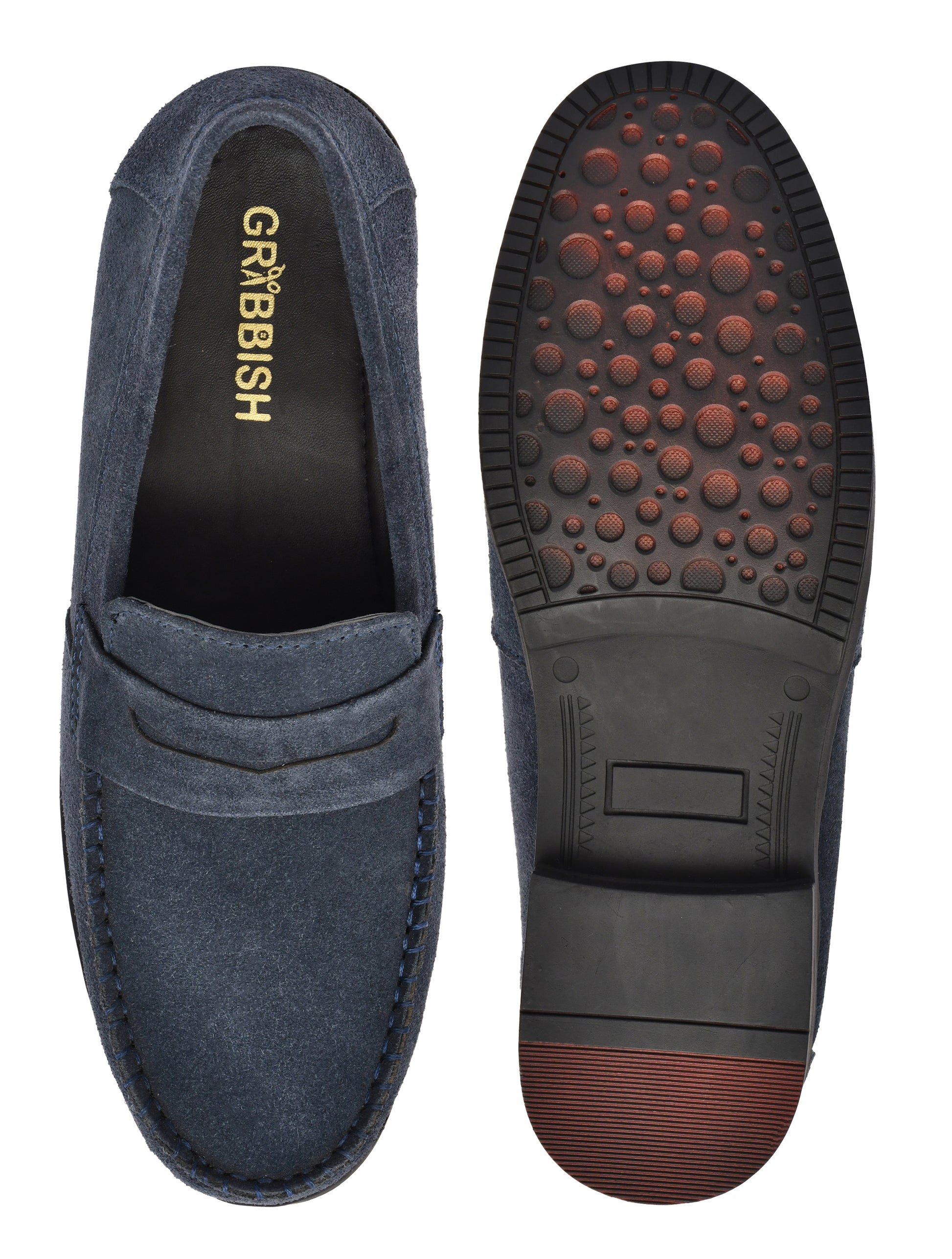 Men Blue Suede Leather Loafers