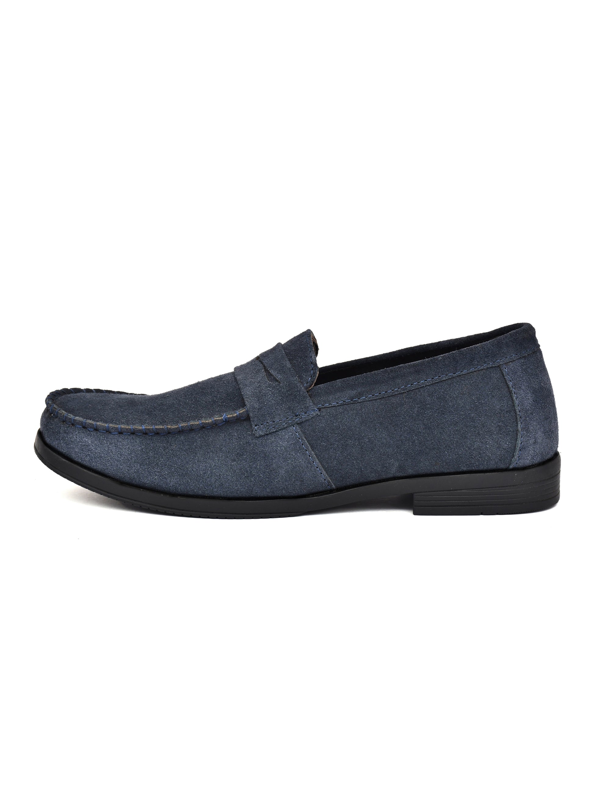 Men Blue Suede Leather Loafers