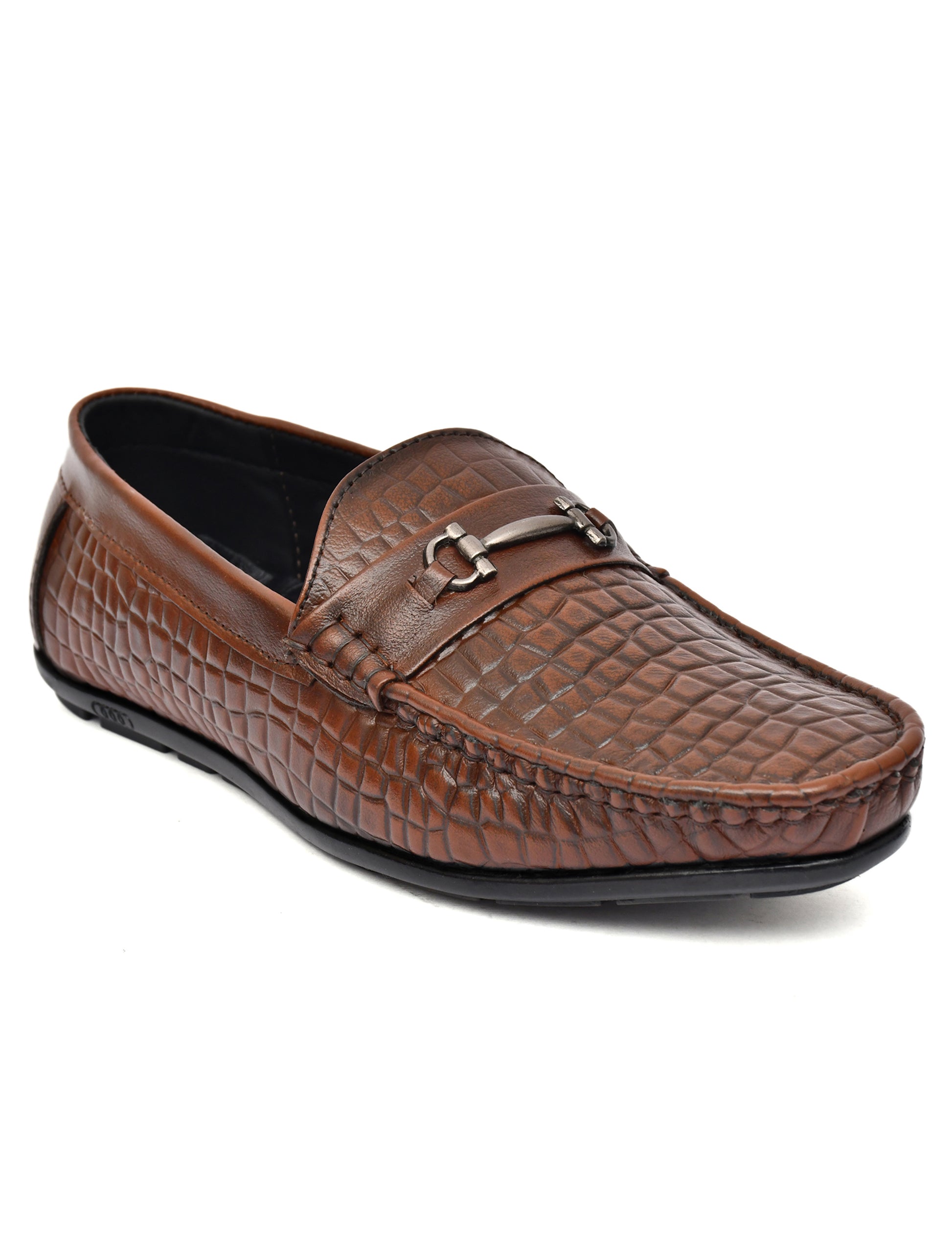 Men Tan Brush Off Croco Loafers