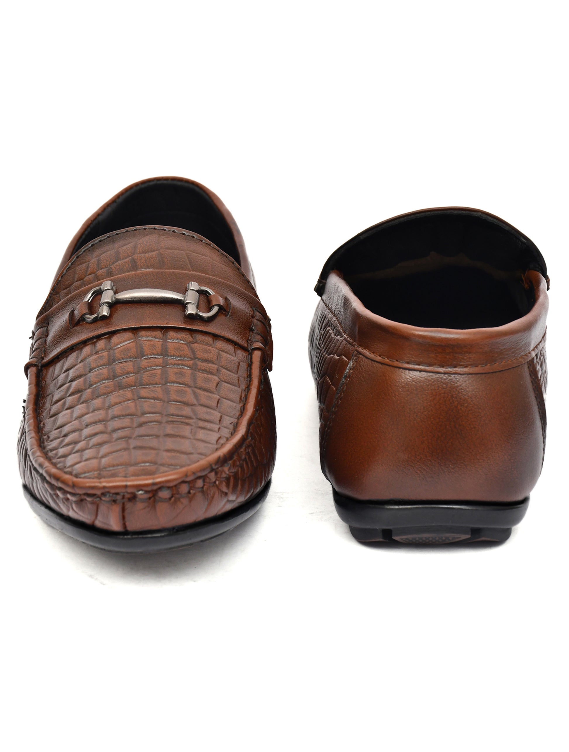 Men Tan Brush Off Croco Loafers