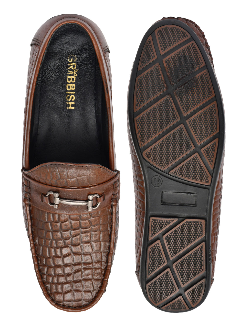 Men Tan Brush Off Croco Loafers