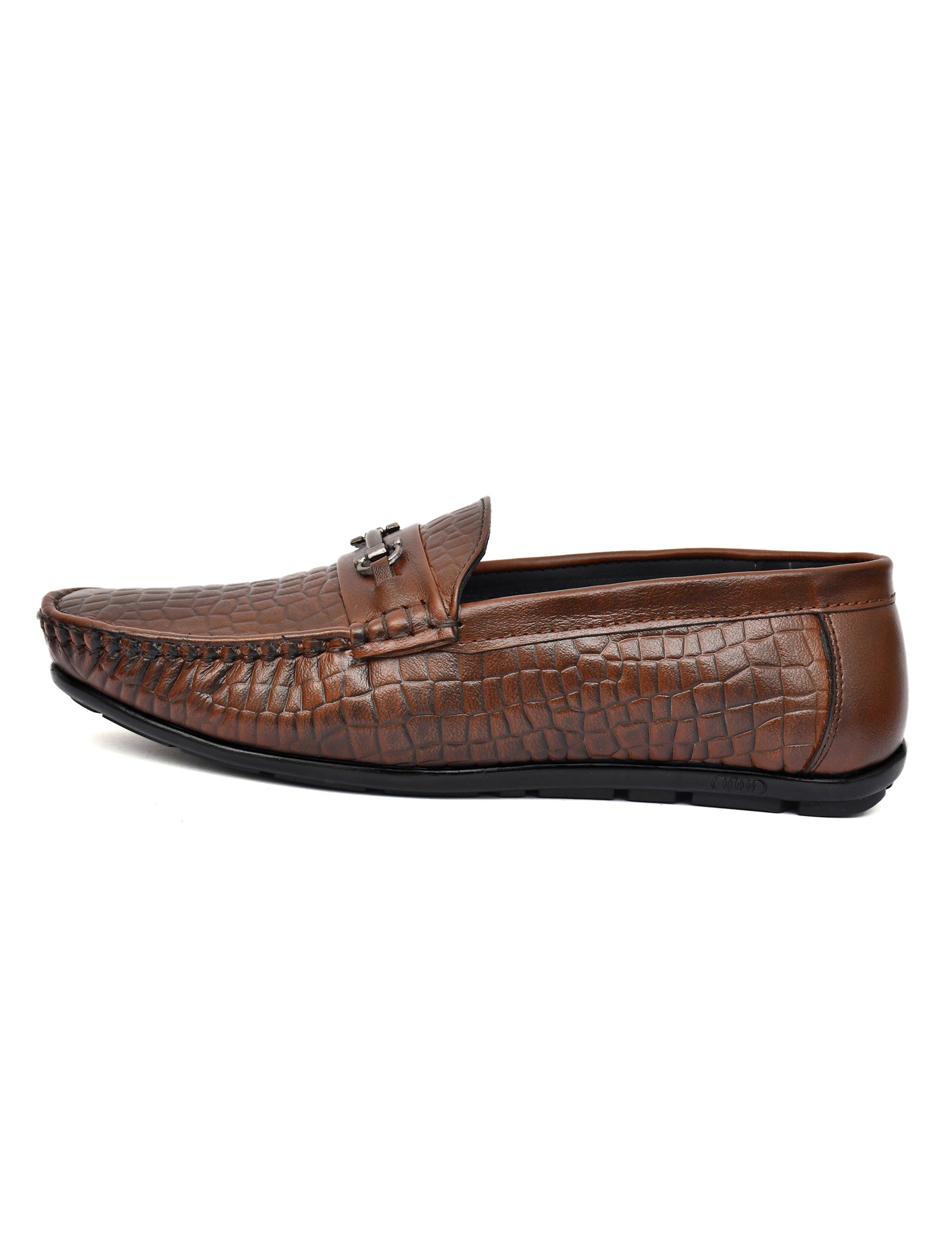 Men Tan Brush Off Croco Loafers